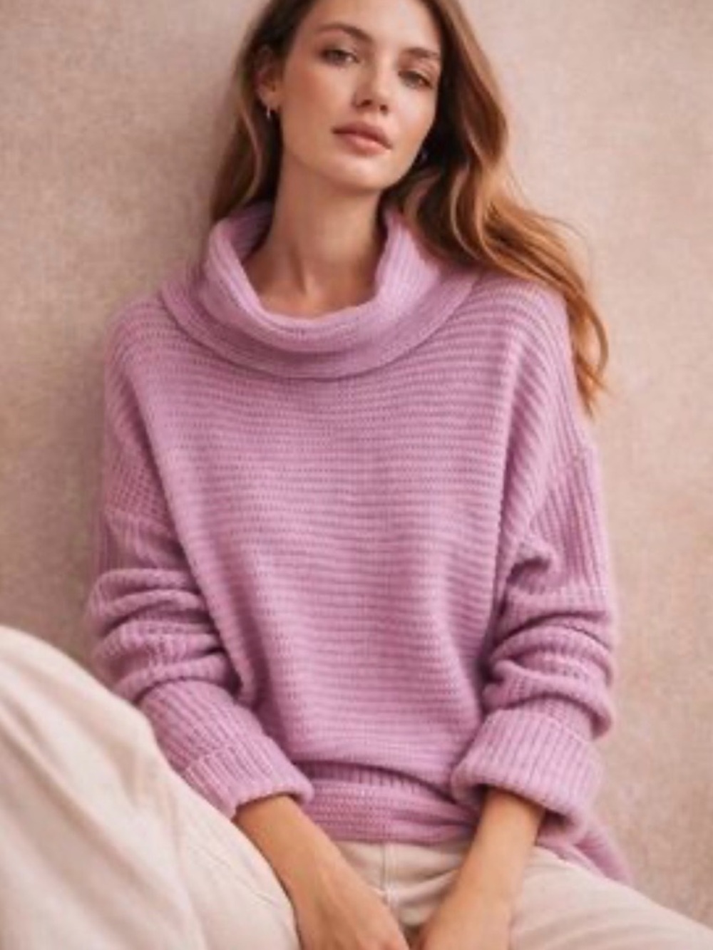 Anthropologie Pilcro Cowl-Neck Chunky Sweater  Pink XS